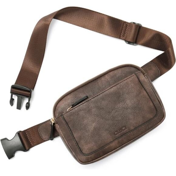 Mini Crossbody Waist Bag Adjustable Strap, Coffee - Picture 1 of 6